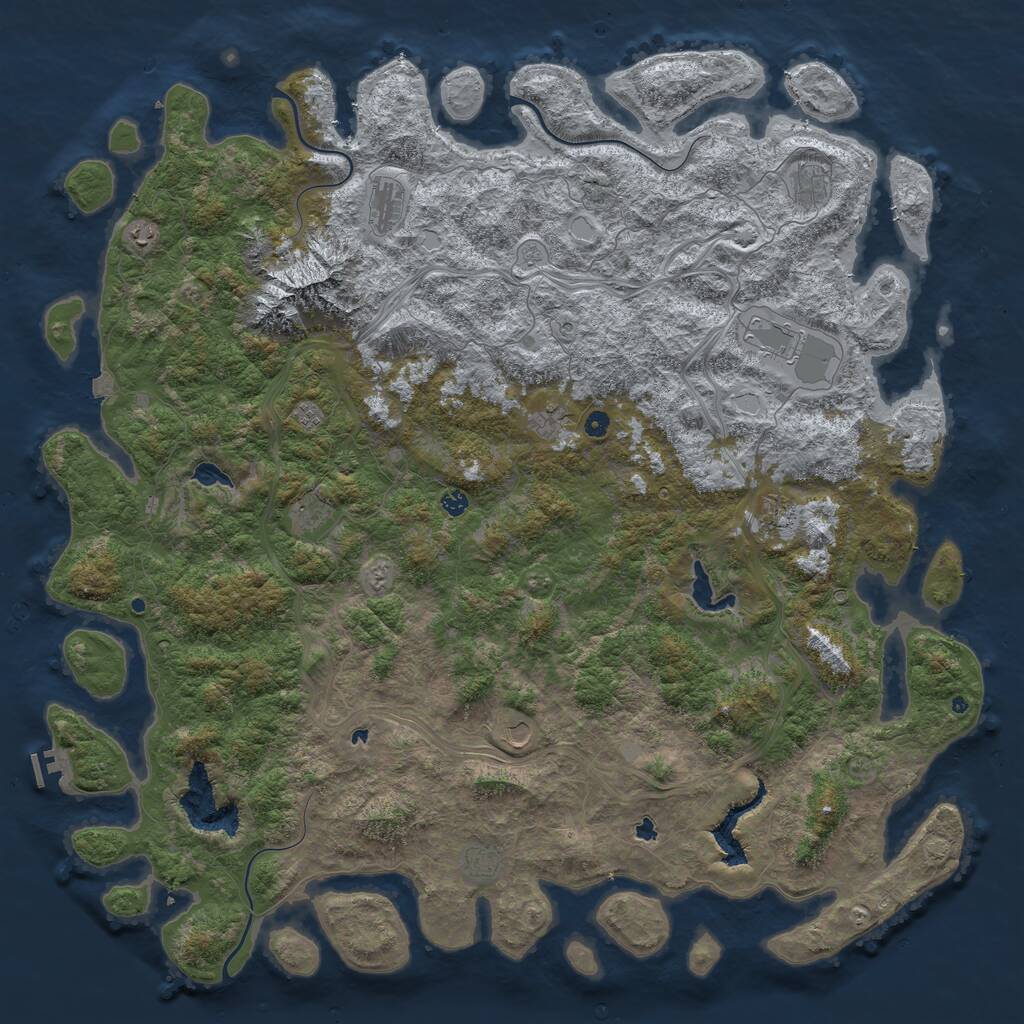 Rust Map: Procedural Map, Size: 6000, Seed: 113031597, 16 Monuments