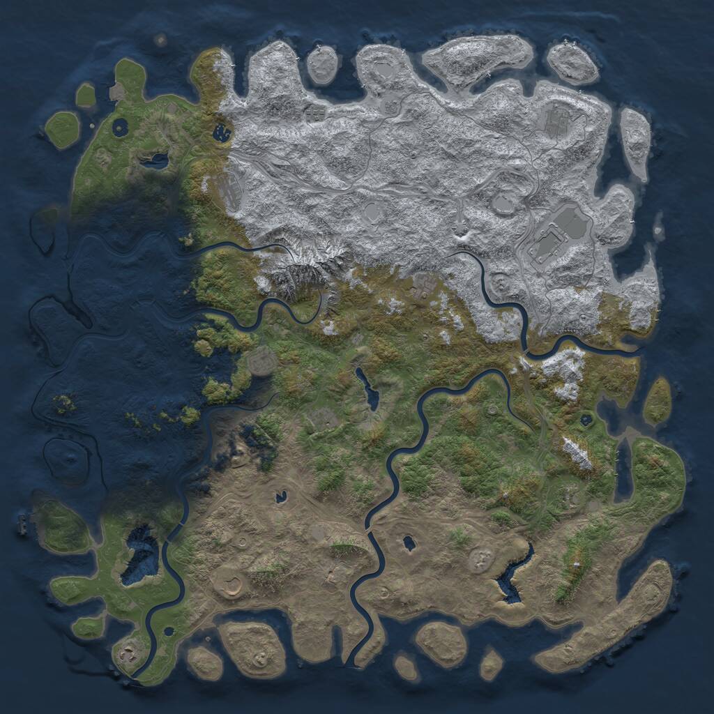 Rust Map: Procedural Map, Size: 6000, Seed: 113031597, 16 Monuments