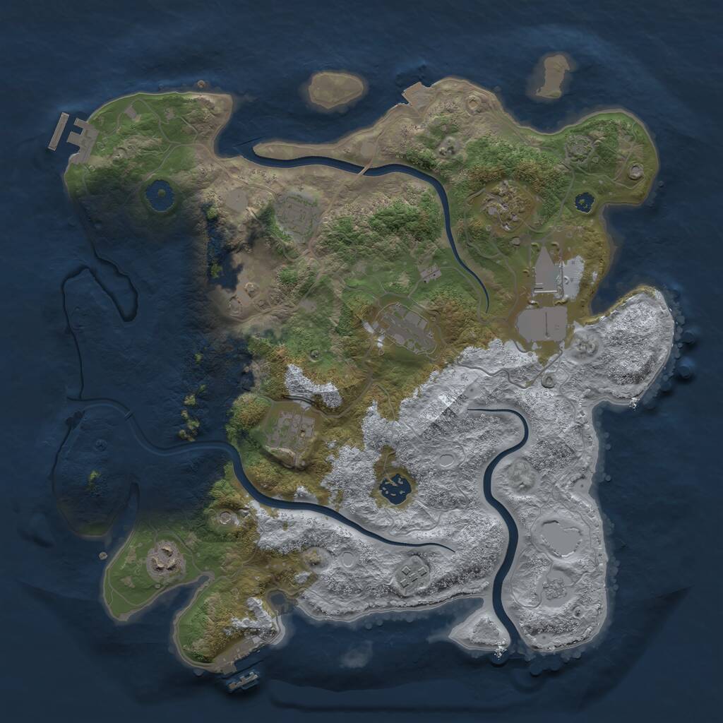 Rust Map: Procedural Map, Size: 3750, Seed: 634381224, 15 Monuments