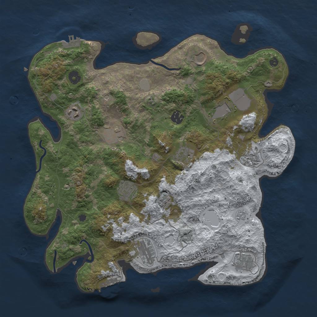 Rust Map: Procedural Map, Size: 3750, Seed: 634381224, 20 Monuments