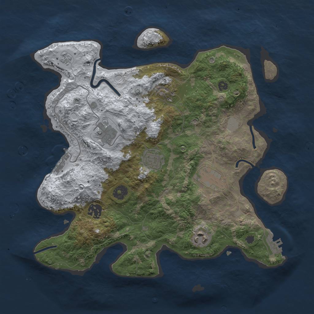 Rust Map: Procedural Map, Size: 3250, Seed: 96857, 14 Monuments