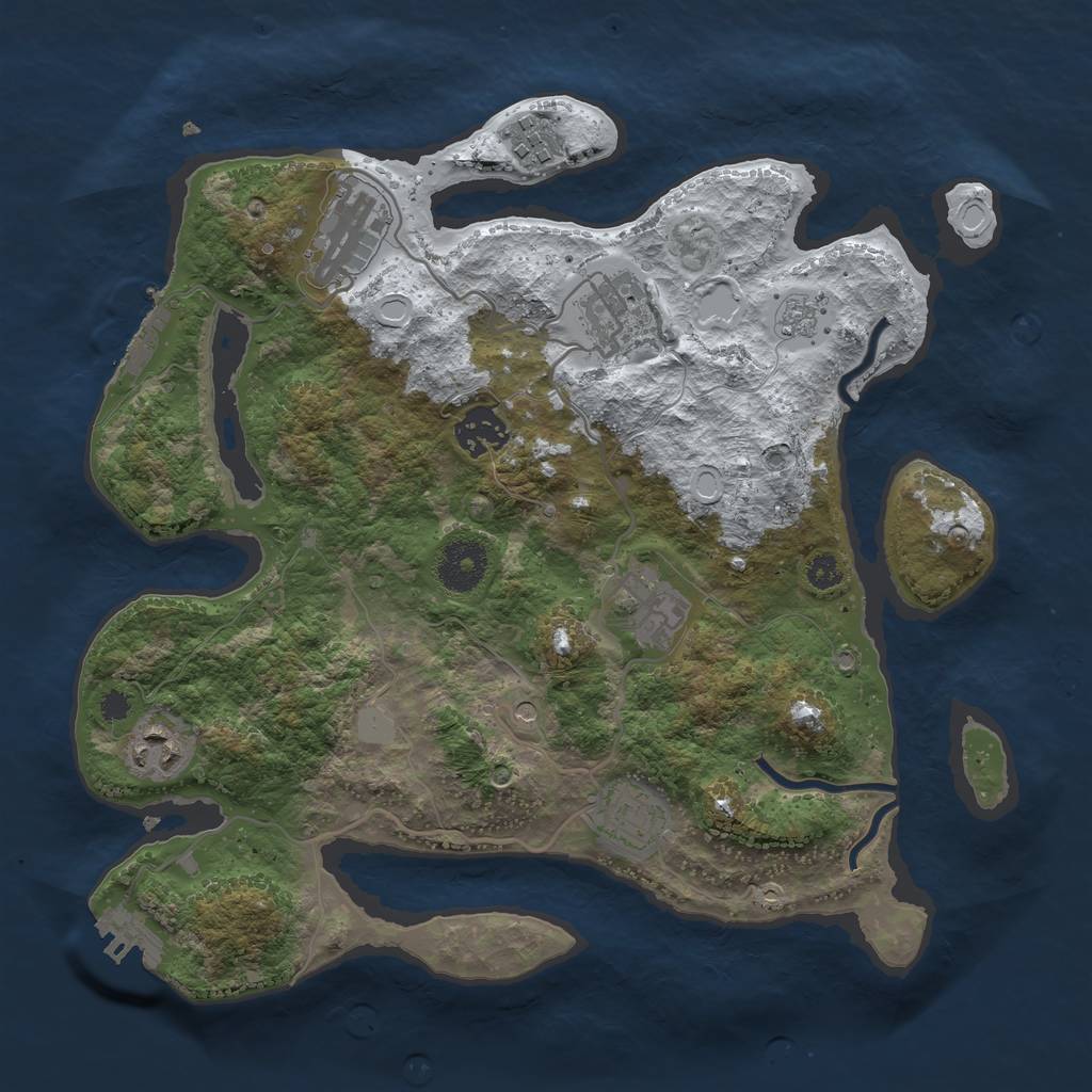 Rust Map: Procedural Map, Size: 3250, Seed: 2734236, 16 Monuments