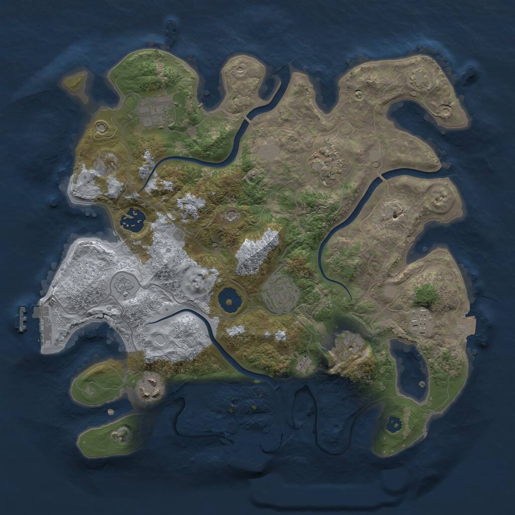Rust Map: Procedural Map, Size: 3250, Seed: 291739, 13 Monuments