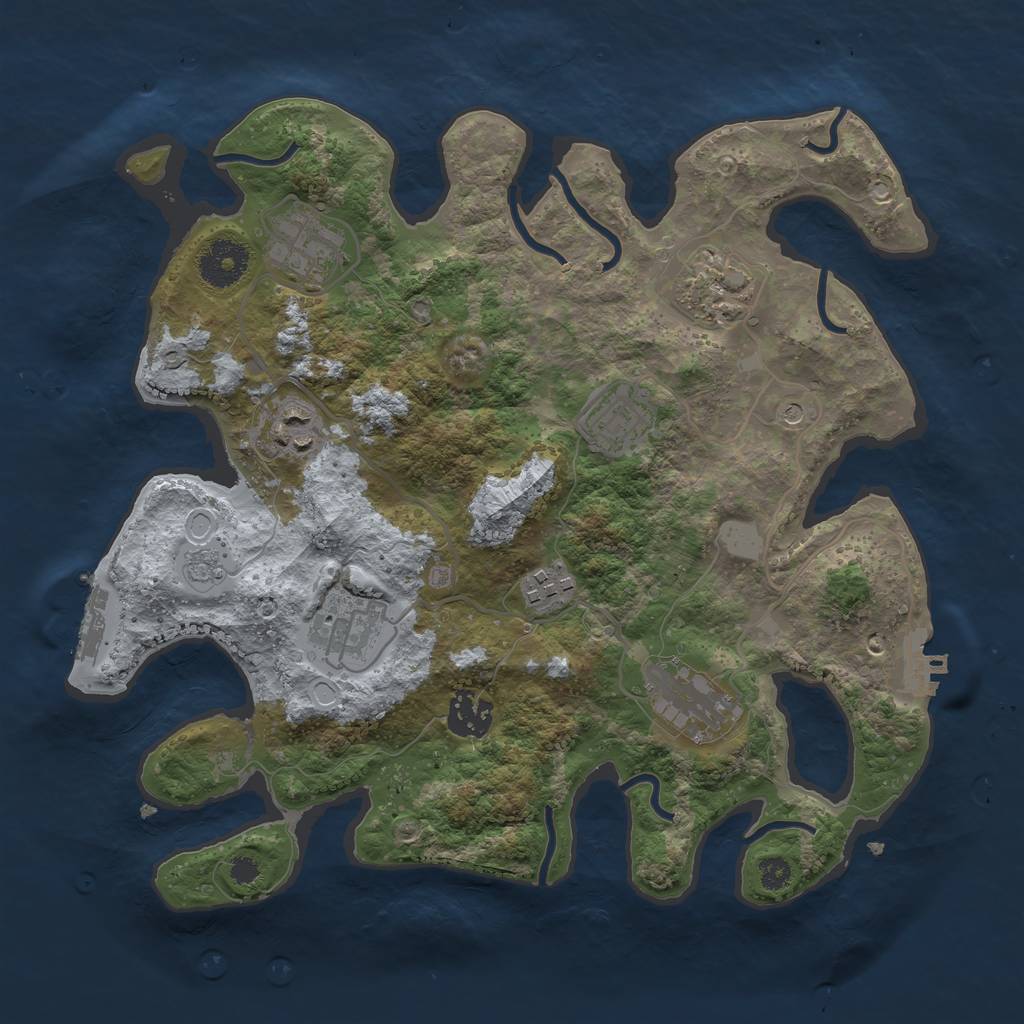 Rust Map: Procedural Map, Size: 3250, Seed: 291739, 17 Monuments