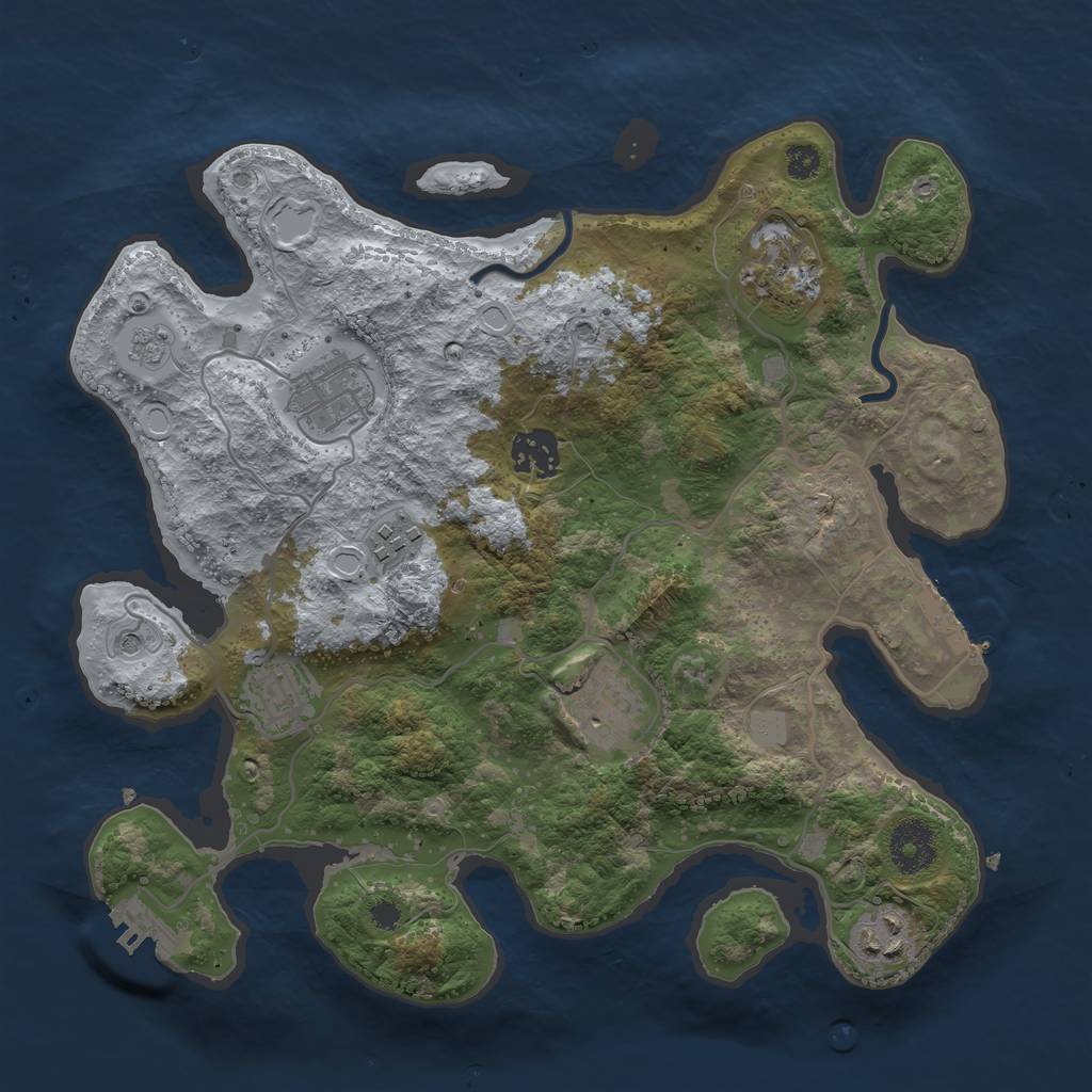 Rust Map: Procedural Map, Size: 3250, Seed: 265380, 16 Monuments