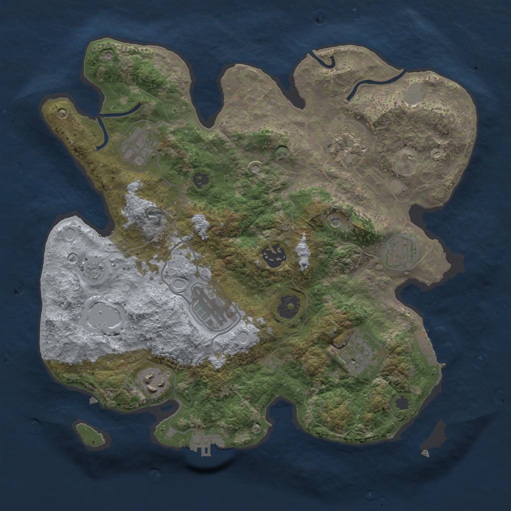 Rust Map: Procedural Map, Size: 3250, Seed: 544247, 16 Monuments