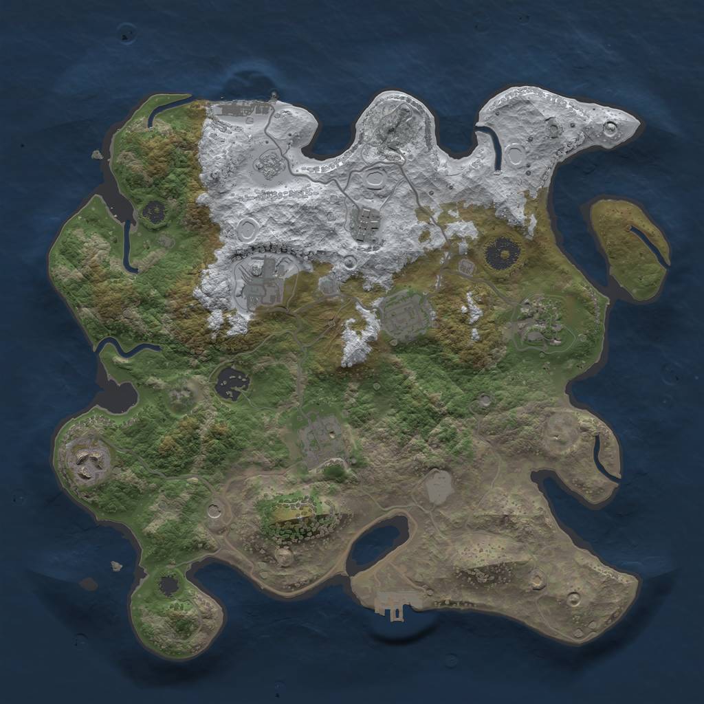 Rust Map: Procedural Map, Size: 3250, Seed: 1674174, 16 Monuments