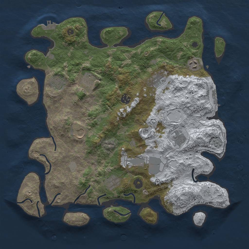 Rust Map: Procedural Map, Size: 3850, Seed: 170578608, 19 Monuments