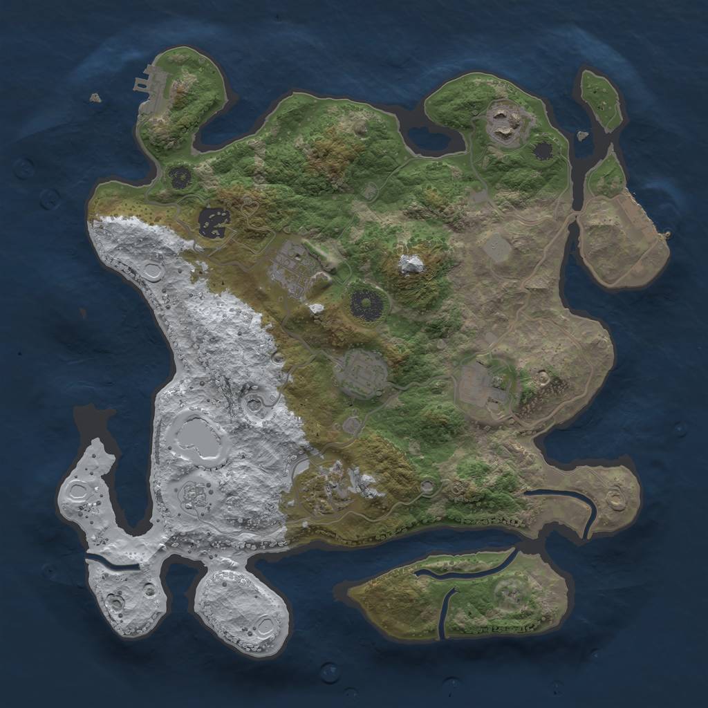 Rust Map: Procedural Map, Size: 3250, Seed: 3923429, 15 Monuments