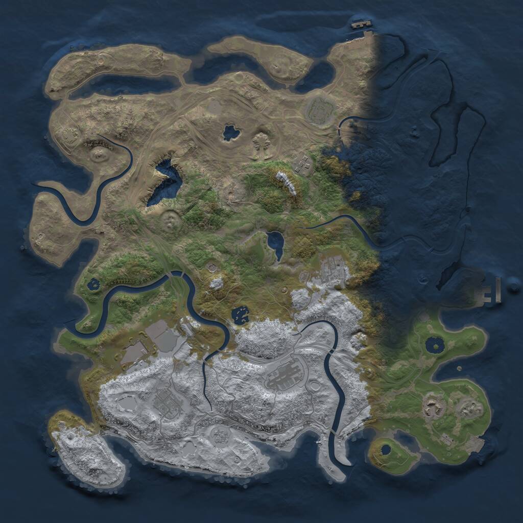 Rust Map: Procedural Map, Size: 4250, Seed: 400702747, 14 Monuments