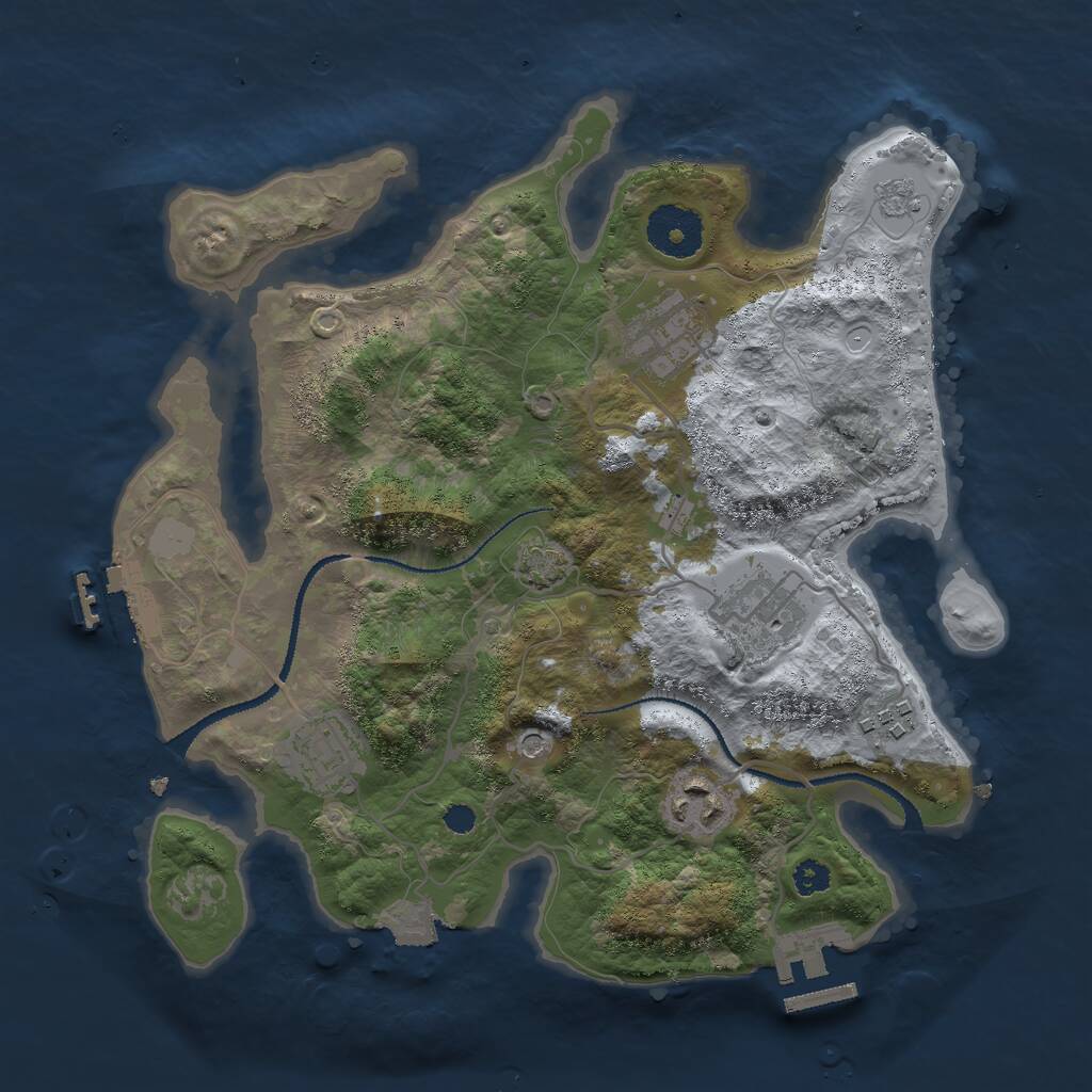 Rust Map: Procedural Map, Size: 3000, Seed: 68117, 11 Monuments