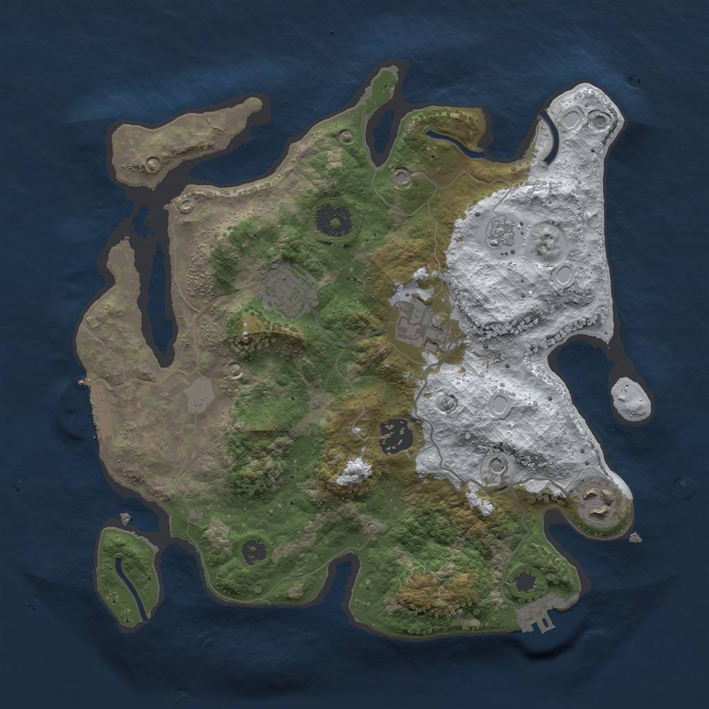 Rust Map: Procedural Map, Size: 3000, Seed: 68117, 13 Monuments