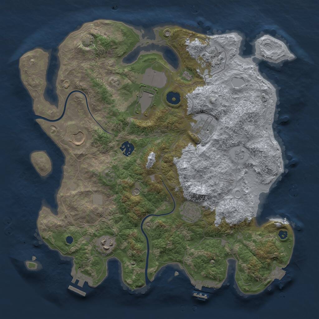 Rust Map: Procedural Map, Size: 3500, Seed: 52846795, 13 Monuments