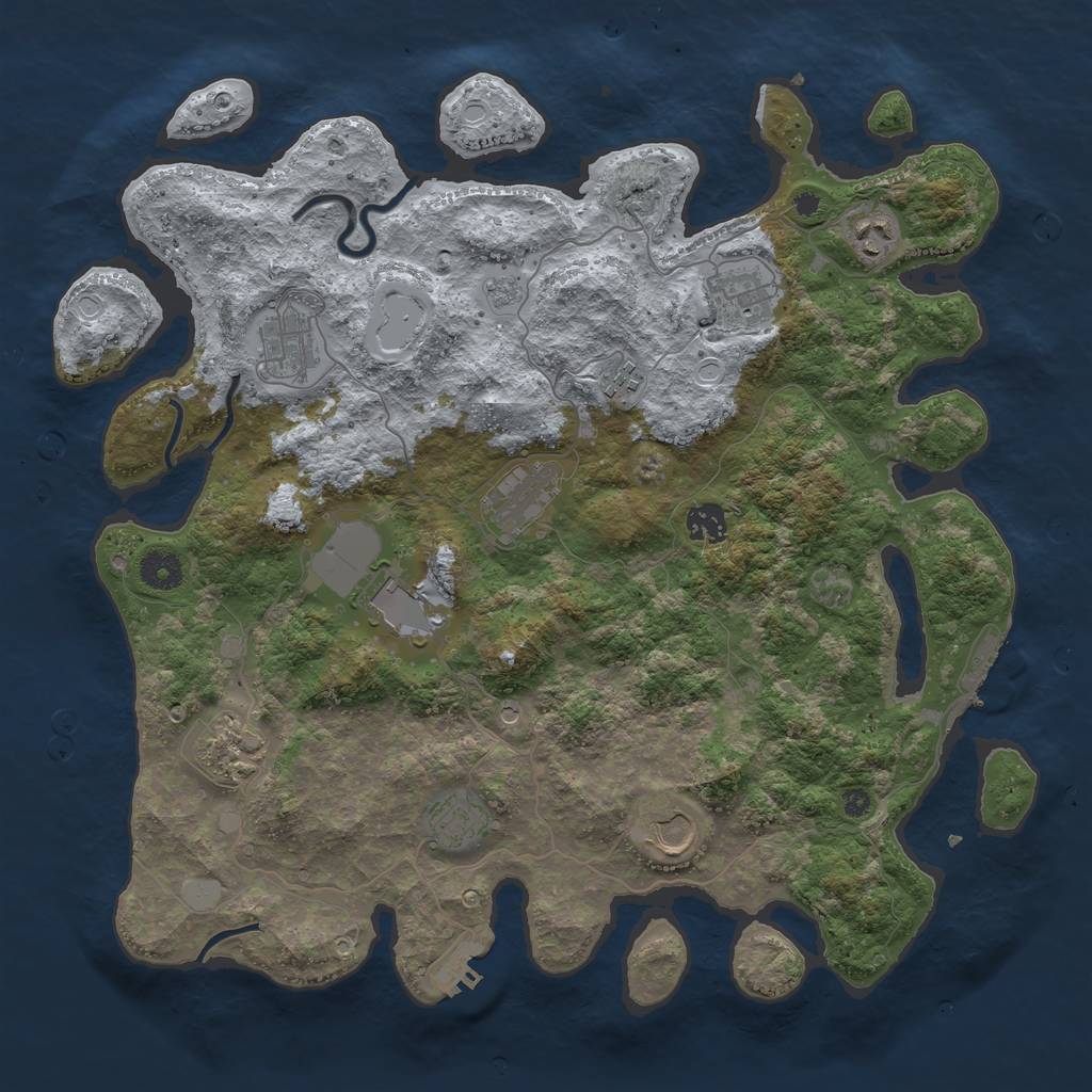 Rust Map: Procedural Map, Size: 3950, Seed: 2103107923, 19 Monuments