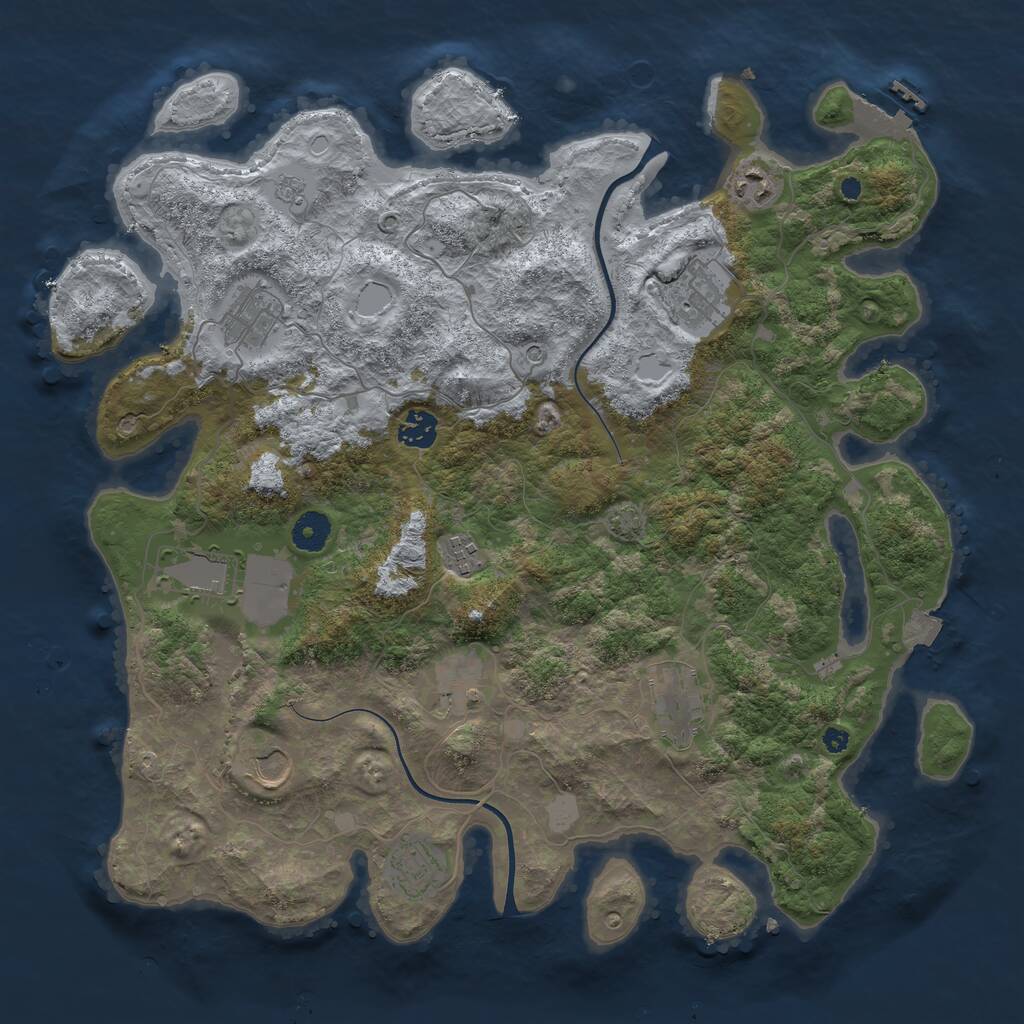 Rust Map: Procedural Map, Size: 3950, Seed: 2103107923, 15 Monuments