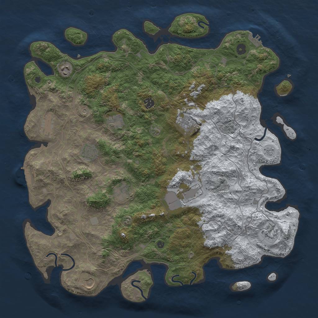 Rust Map: Procedural Map, Size: 4500, Seed: 5425758, 20 Monuments