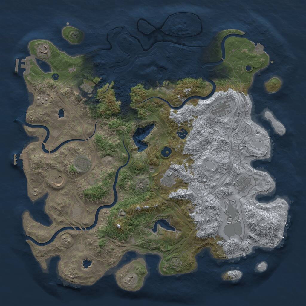Rust Map: Procedural Map, Size: 4500, Seed: 5425758, 16 Monuments