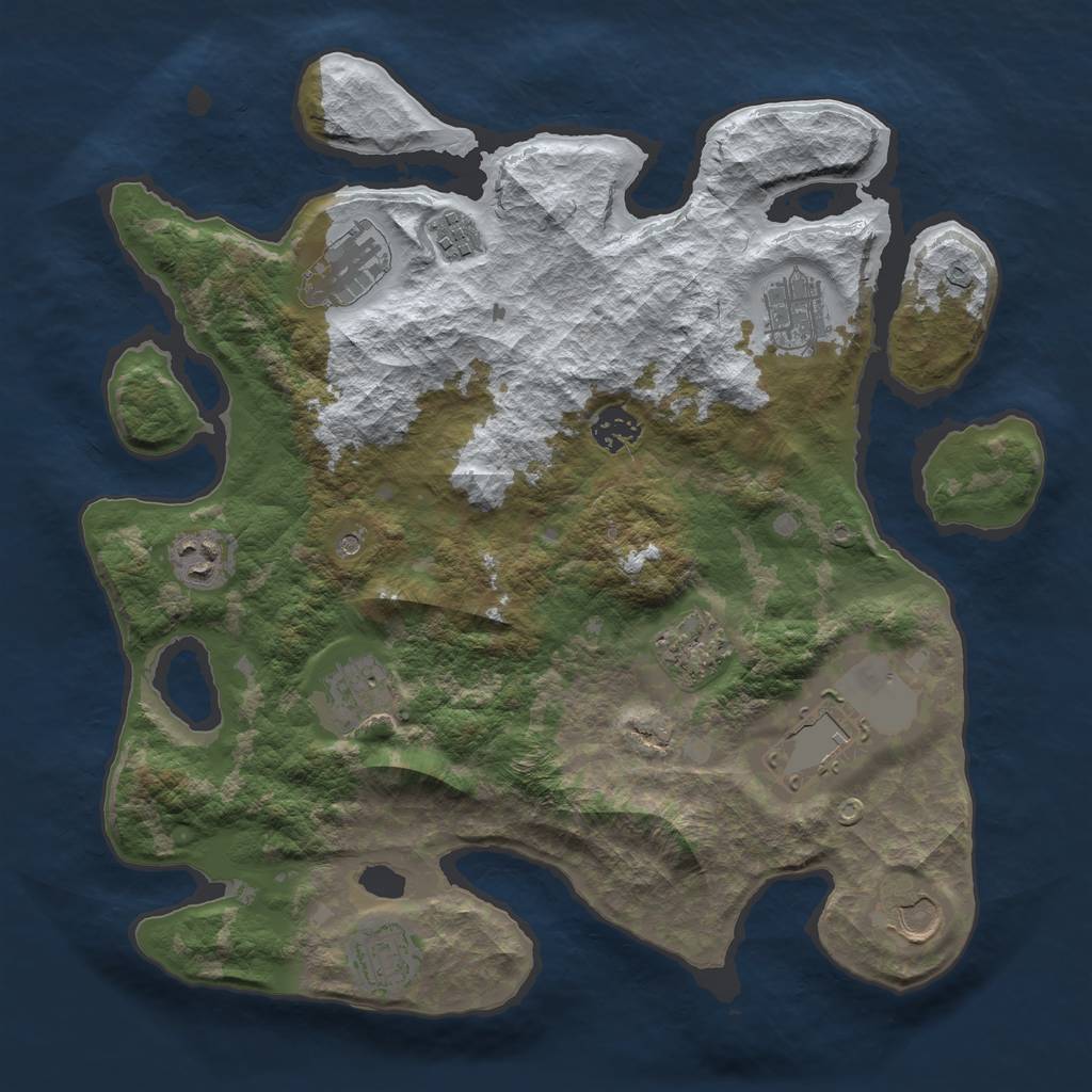 Rust Map: Barren, Size: 3600, Seed: 23004, 13 Monuments