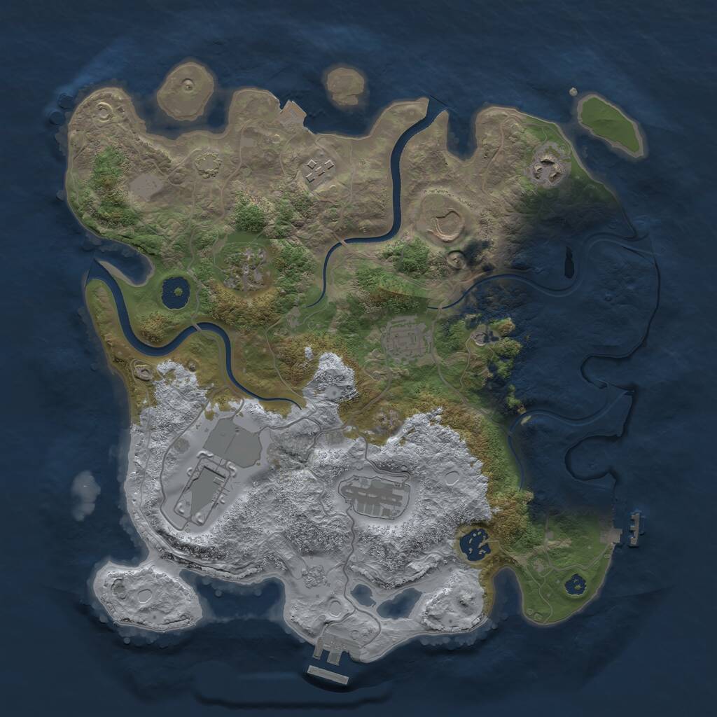 Rust Map: Procedural Map, Size: 3500, Seed: 922504, 14 Monuments
