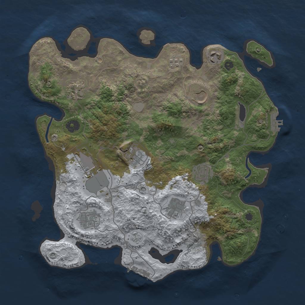 Rust Map: Procedural Map, Size: 3500, Seed: 922504, 18 Monuments