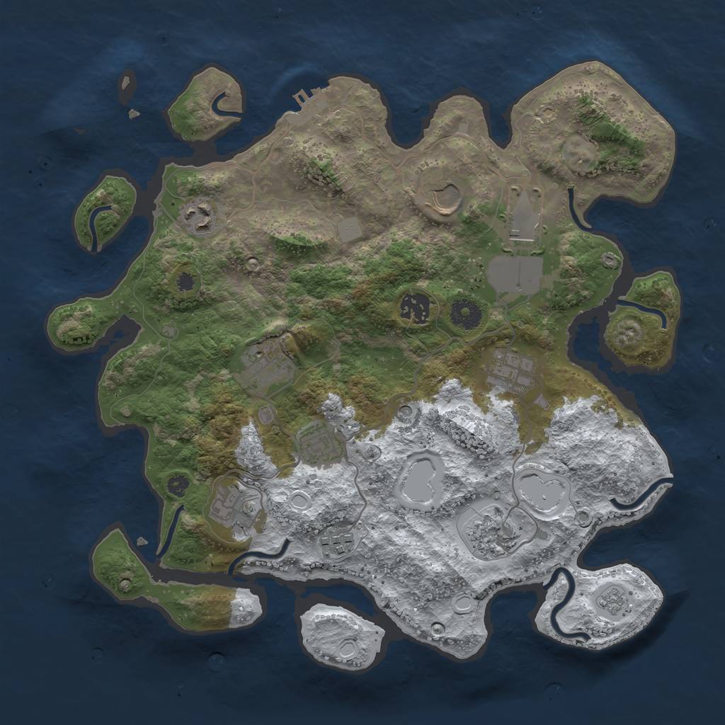 Rust Map: Procedural Map, Size: 3500, Seed: 3344, 18 Monuments