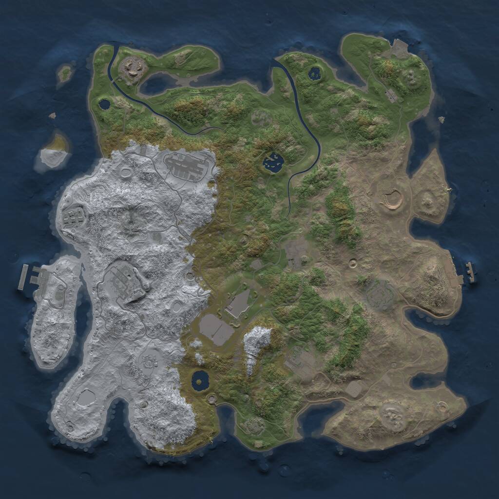 Rust Map: Procedural Map, Size: 3850, Seed: 786478449, 16 Monuments