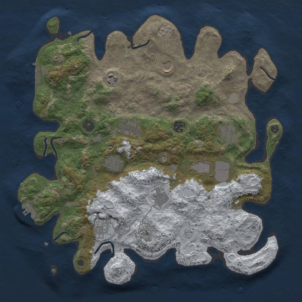 Rust Map: Procedural Map, Size: 3850, Seed: 1892365853, 19 Monuments