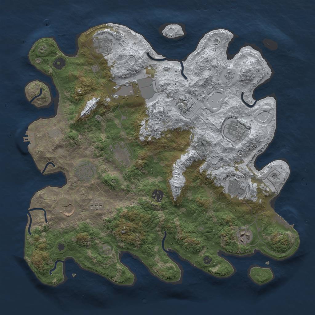 Rust Map: Procedural Map, Size: 3950, Seed: 1251837348, 20 Monuments