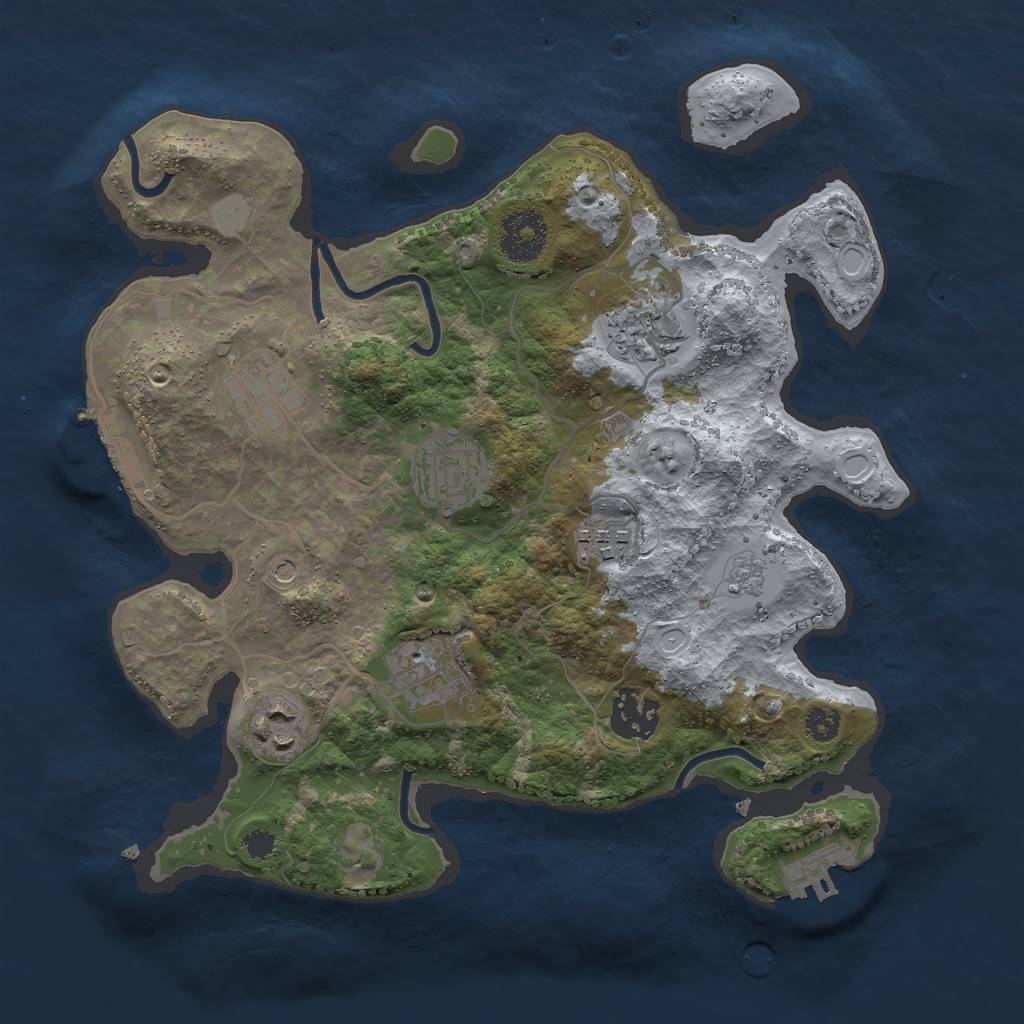 Rust Map: Procedural Map, Size: 3000, Seed: 777835150, 16 Monuments