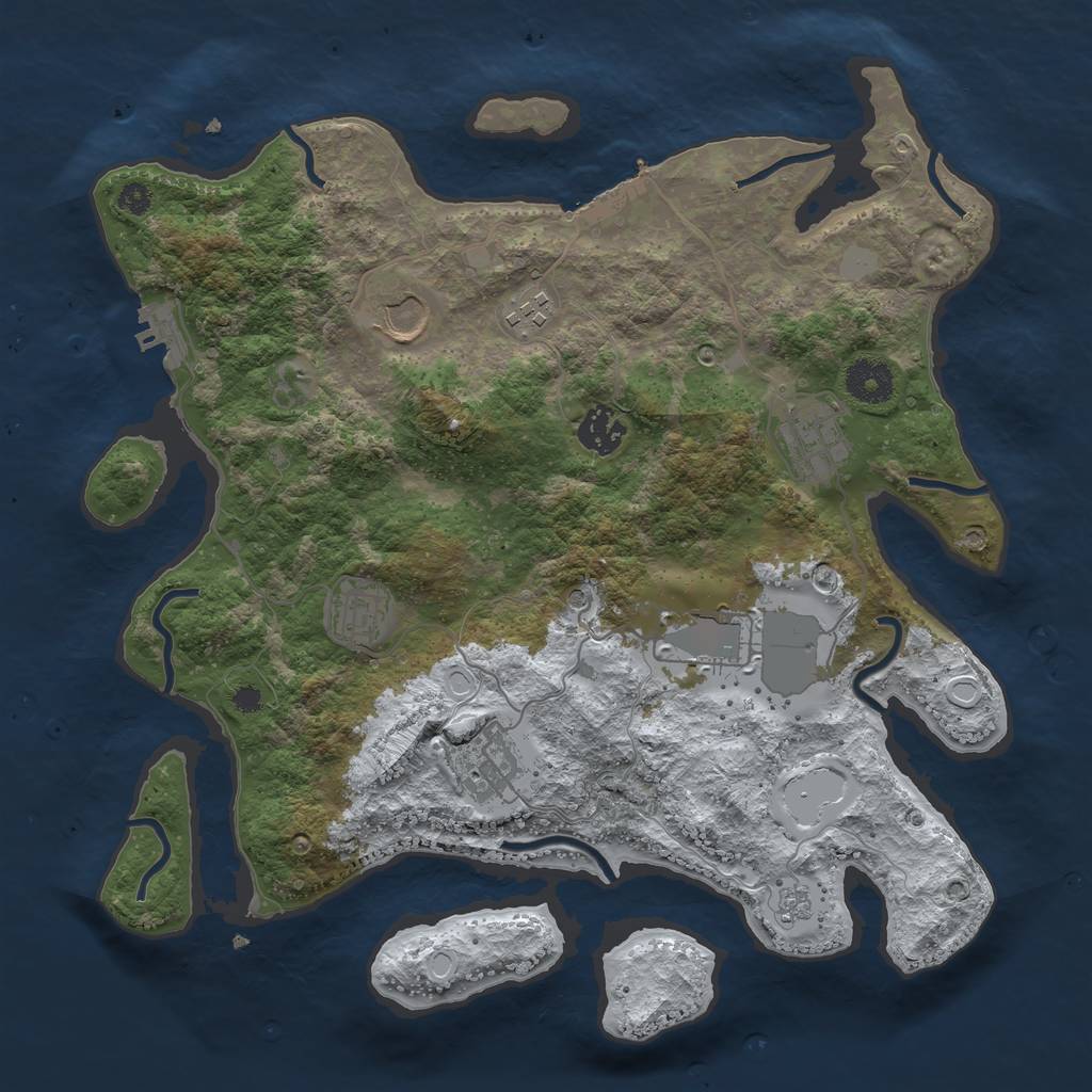 Rust Map: Procedural Map, Size: 3500, Seed: 1798789928, 16 Monuments