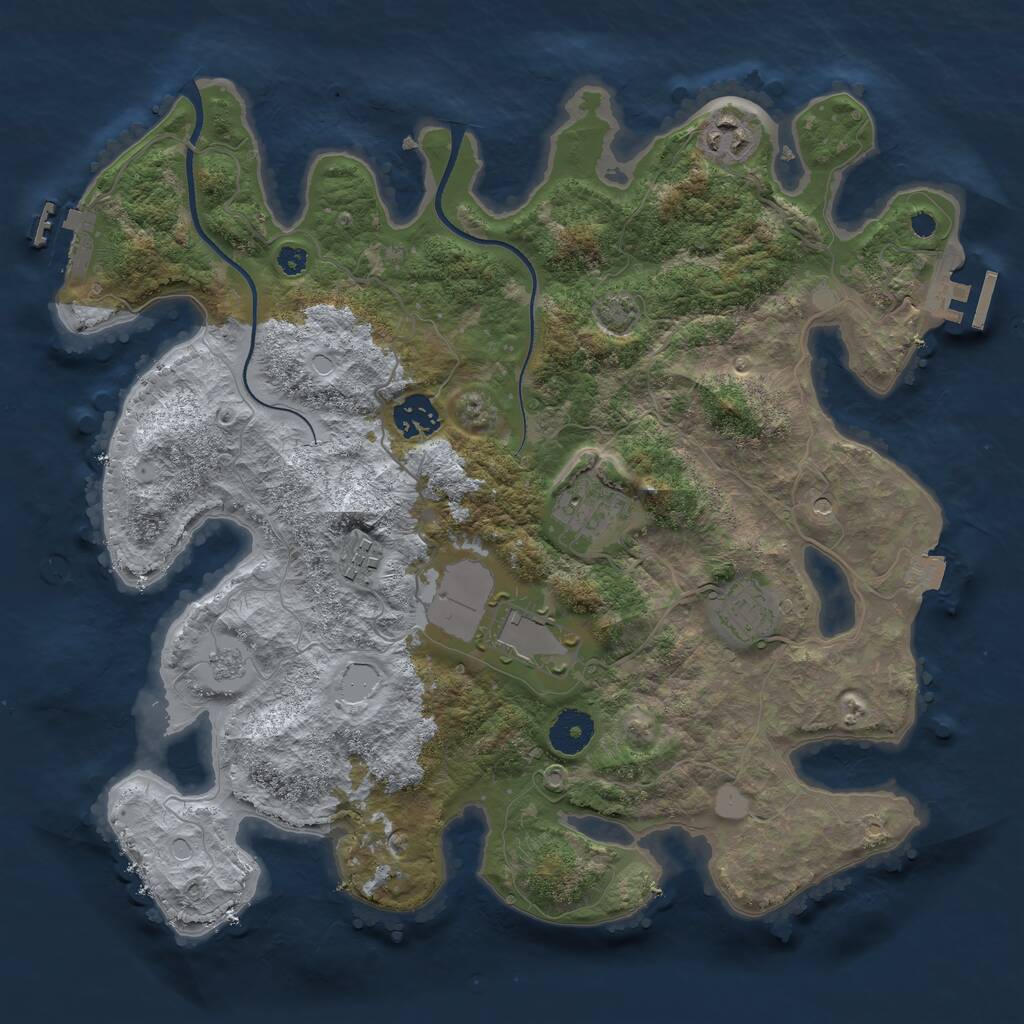 Rust Map: Procedural Map, Size: 3500, Seed: 35001, 12 Monuments