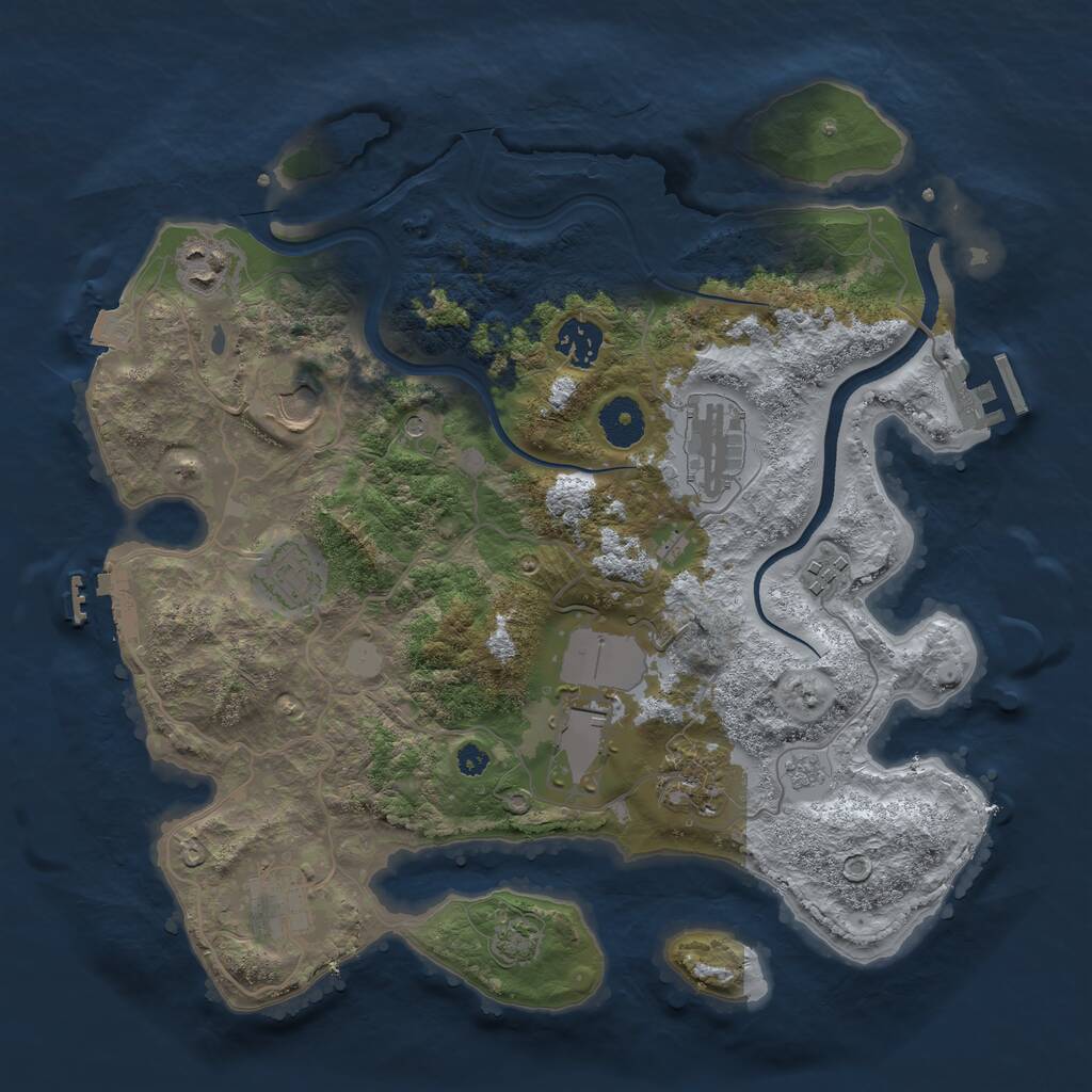 Rust Map: Procedural Map, Size: 3500, Seed: 20414424, 15 Monuments