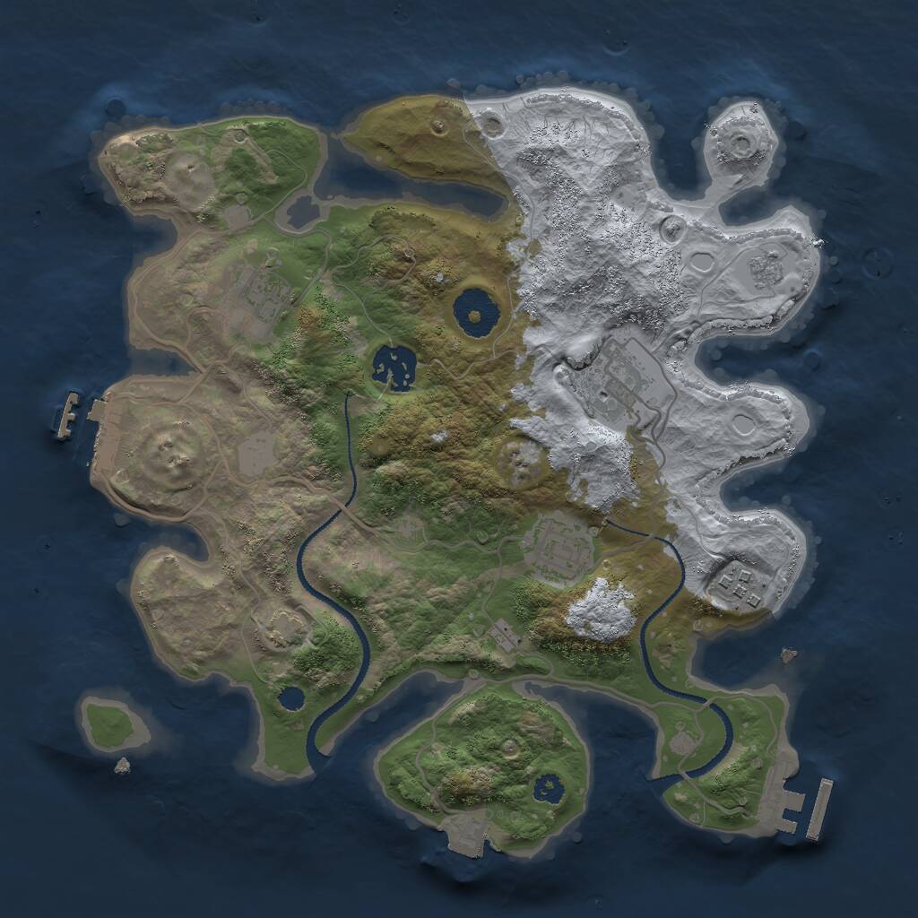 Rust Map: Procedural Map, Size: 3000, Seed: 1694461688, 10 Monuments