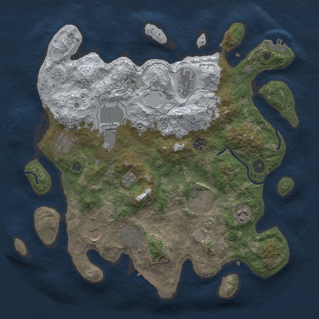 Rust Map: Procedural Map, Size: 3700, Seed: 27113, 18 Monuments