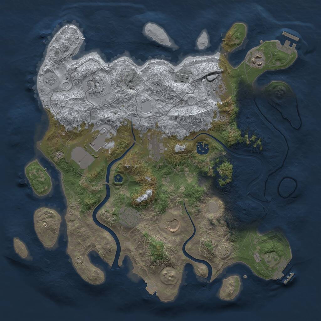 Rust Map: Procedural Map, Size: 3700, Seed: 27113, 15 Monuments
