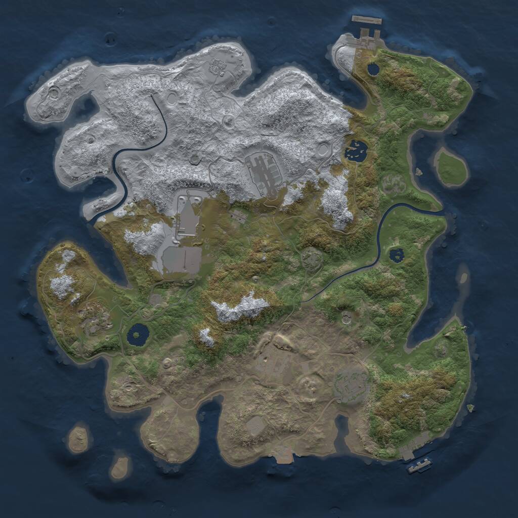 Rust Map: Procedural Map, Size: 3500, Seed: 28091992, 12 Monuments