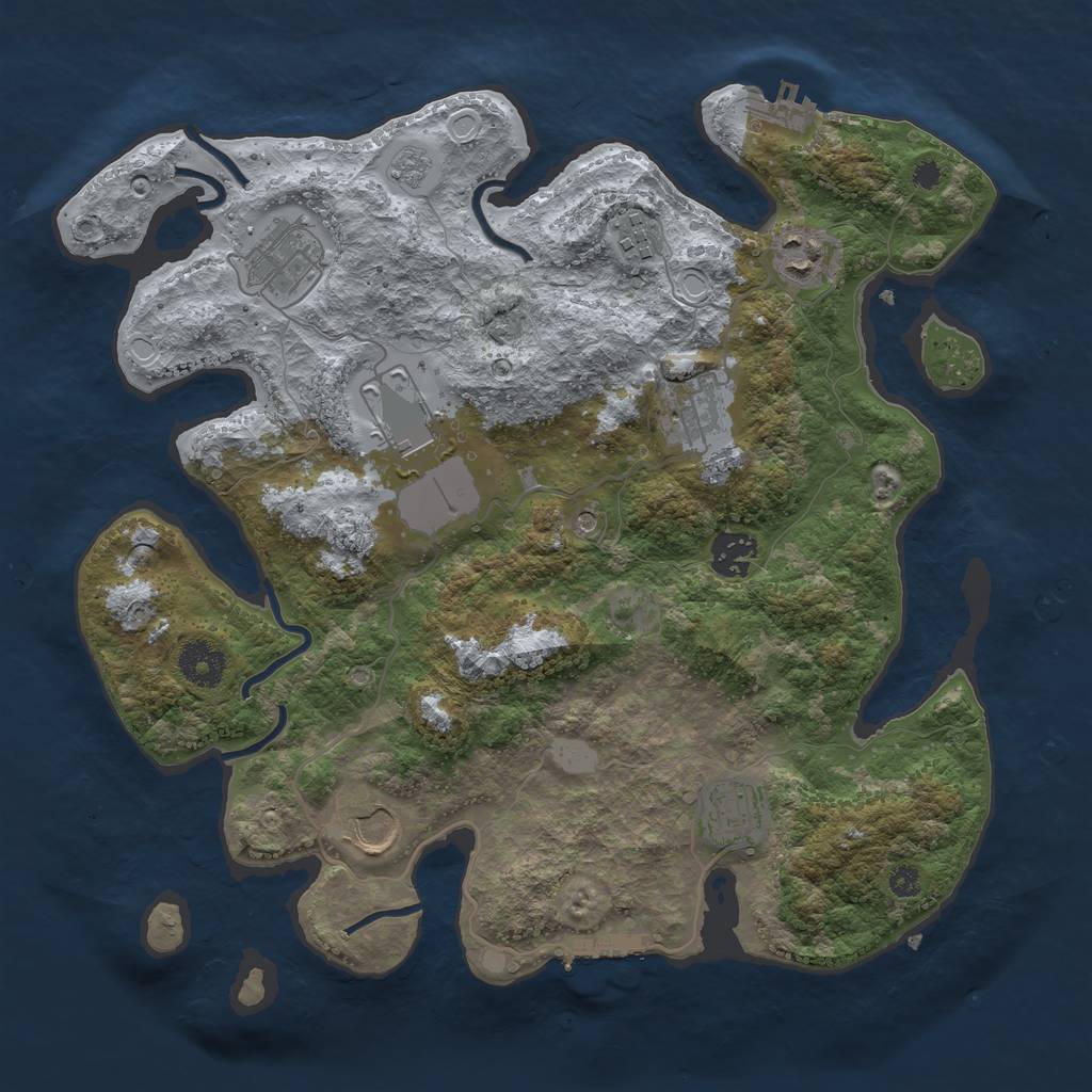 Rust Map: Procedural Map, Size: 3500, Seed: 28091992, 17 Monuments