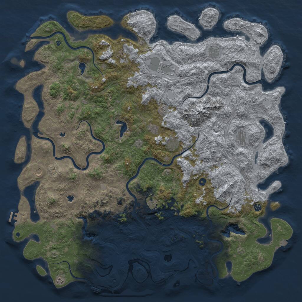 Rust Map: Procedural Map, Size: 6000, Seed: 284226, 17 Monuments