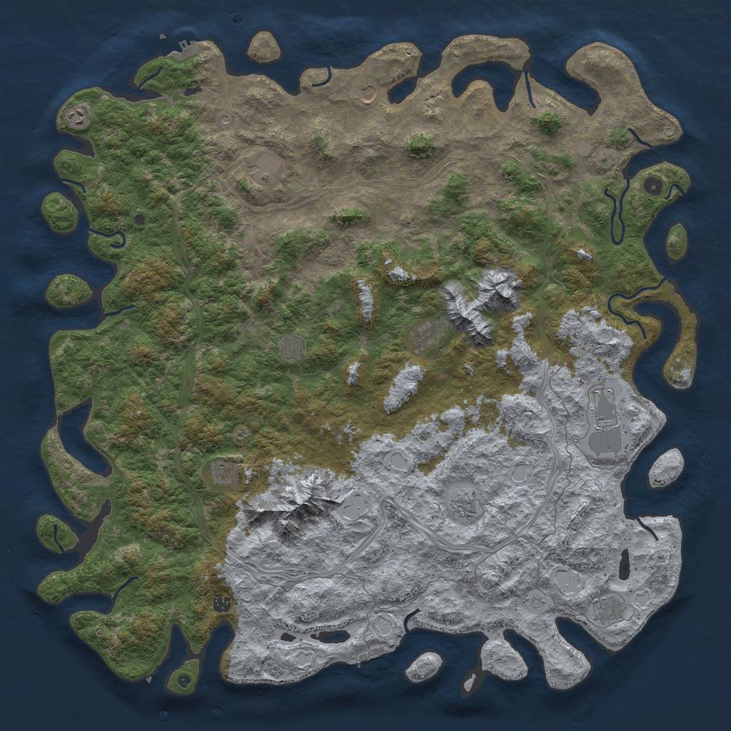 Rust Map: Procedural Map, Size: 6000, Seed: 282059, 20 Monuments