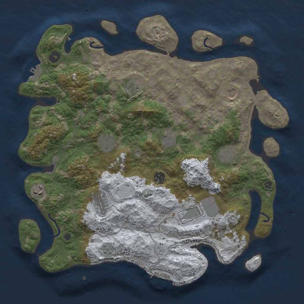 Rust Map: Procedural Map, Size: 4000, Seed: 702993, 19 Monuments