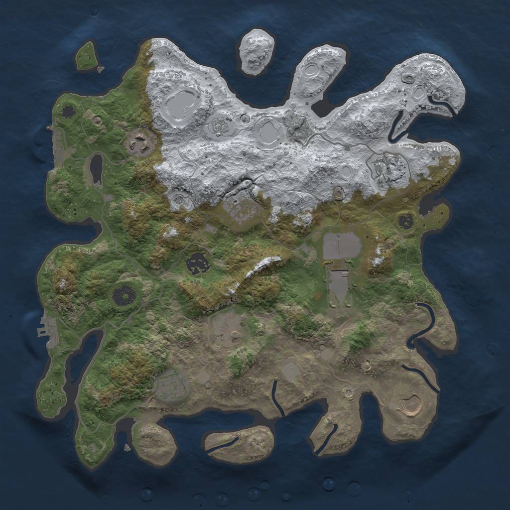 Rust Map: Procedural Map, Size: 3500, Seed: 752452, 17 Monuments