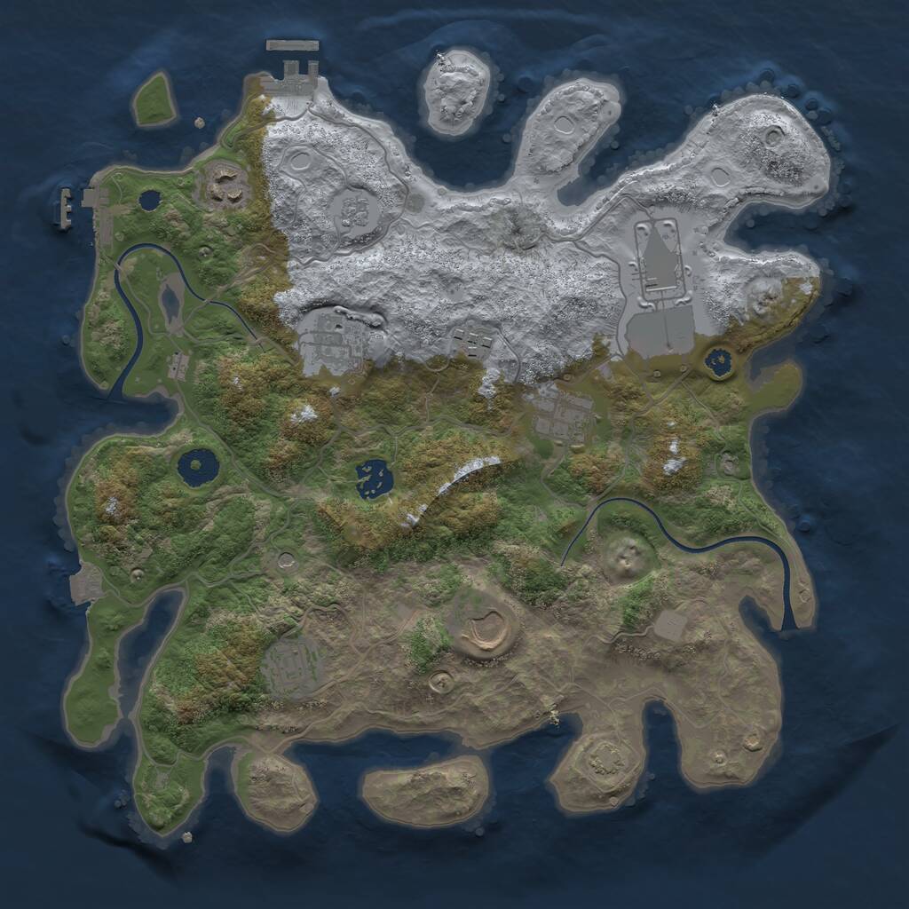 Rust Map: Procedural Map, Size: 3500, Seed: 752452, 14 Monuments