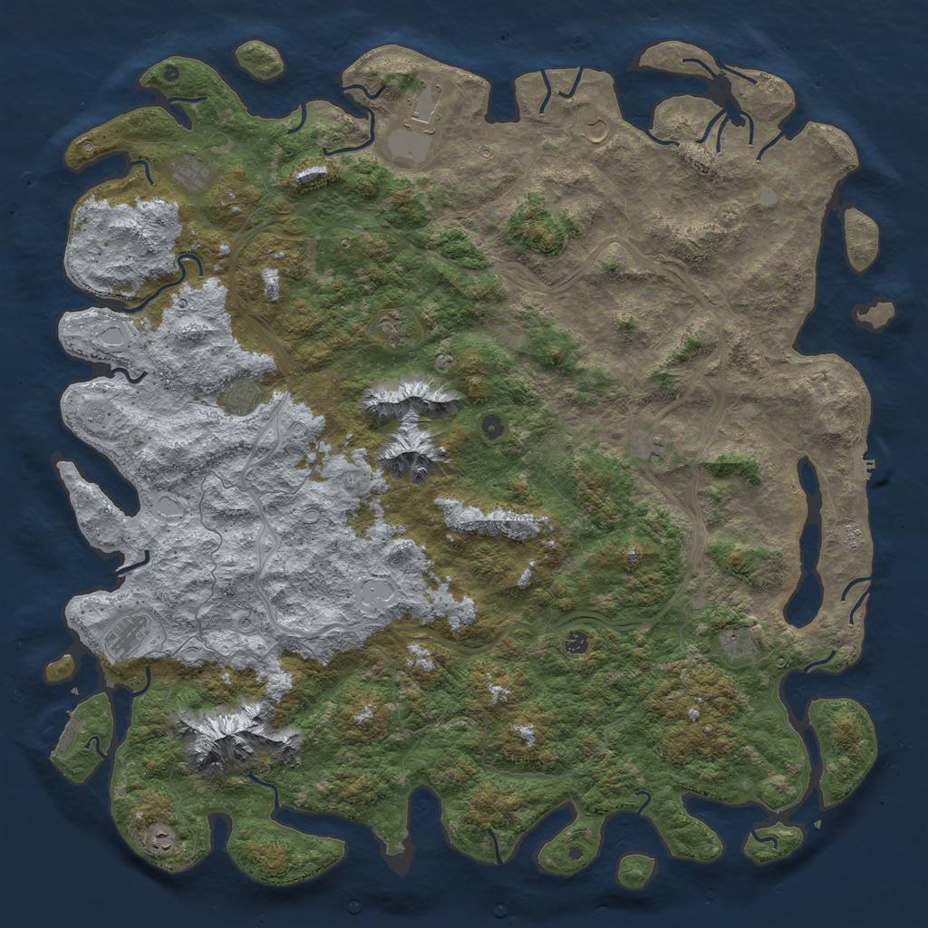 Rust Map: Procedural Map, Size: 6000, Seed: 360876, 20 Monuments