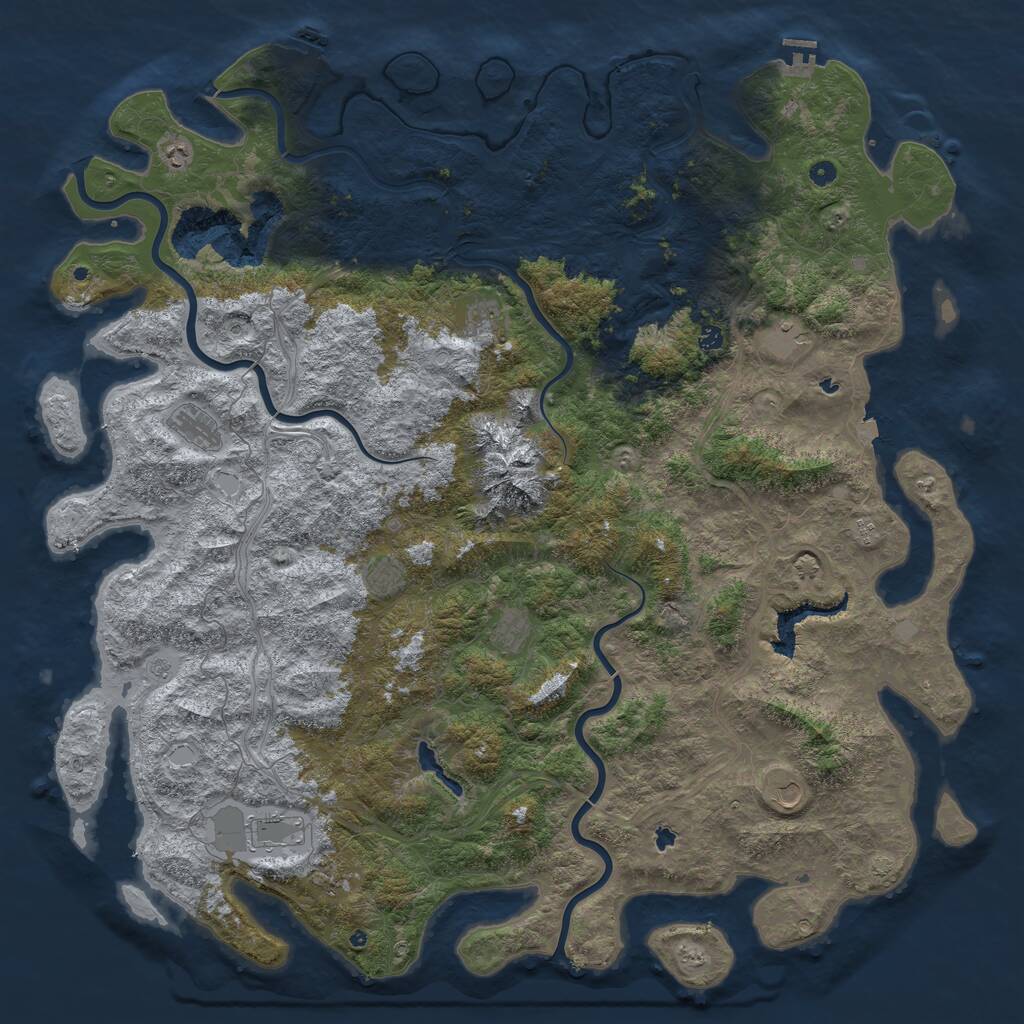 Rust Map: Procedural Map, Size: 6000, Seed: 142354, 17 Monuments