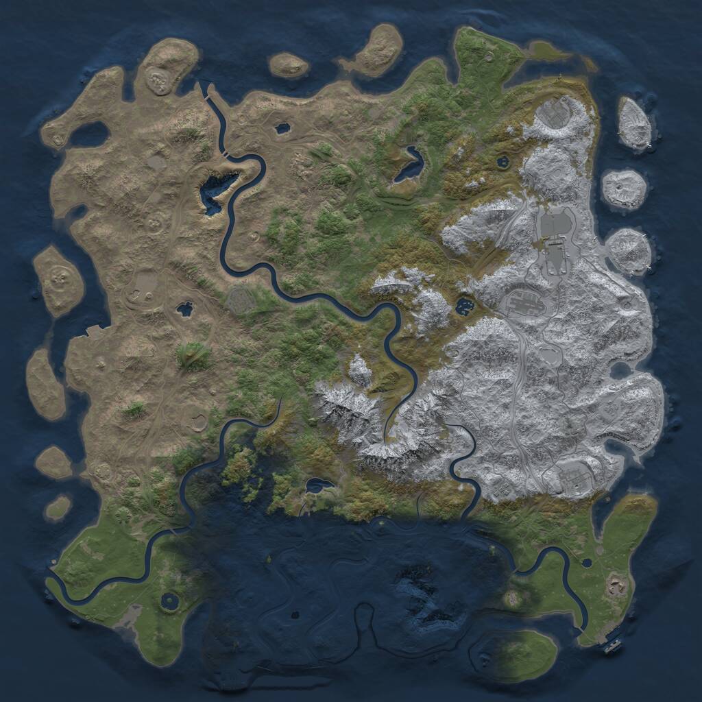Rust Map: Procedural Map, Size: 6000, Seed: 574570, 17 Monuments