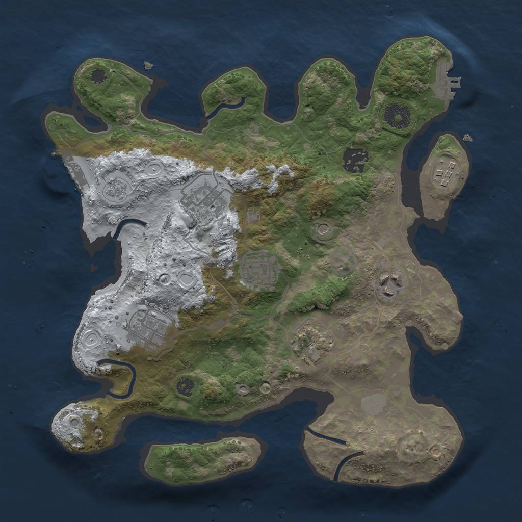 Rust Map: Procedural Map, Size: 3000, Seed: 193240686, 16 Monuments