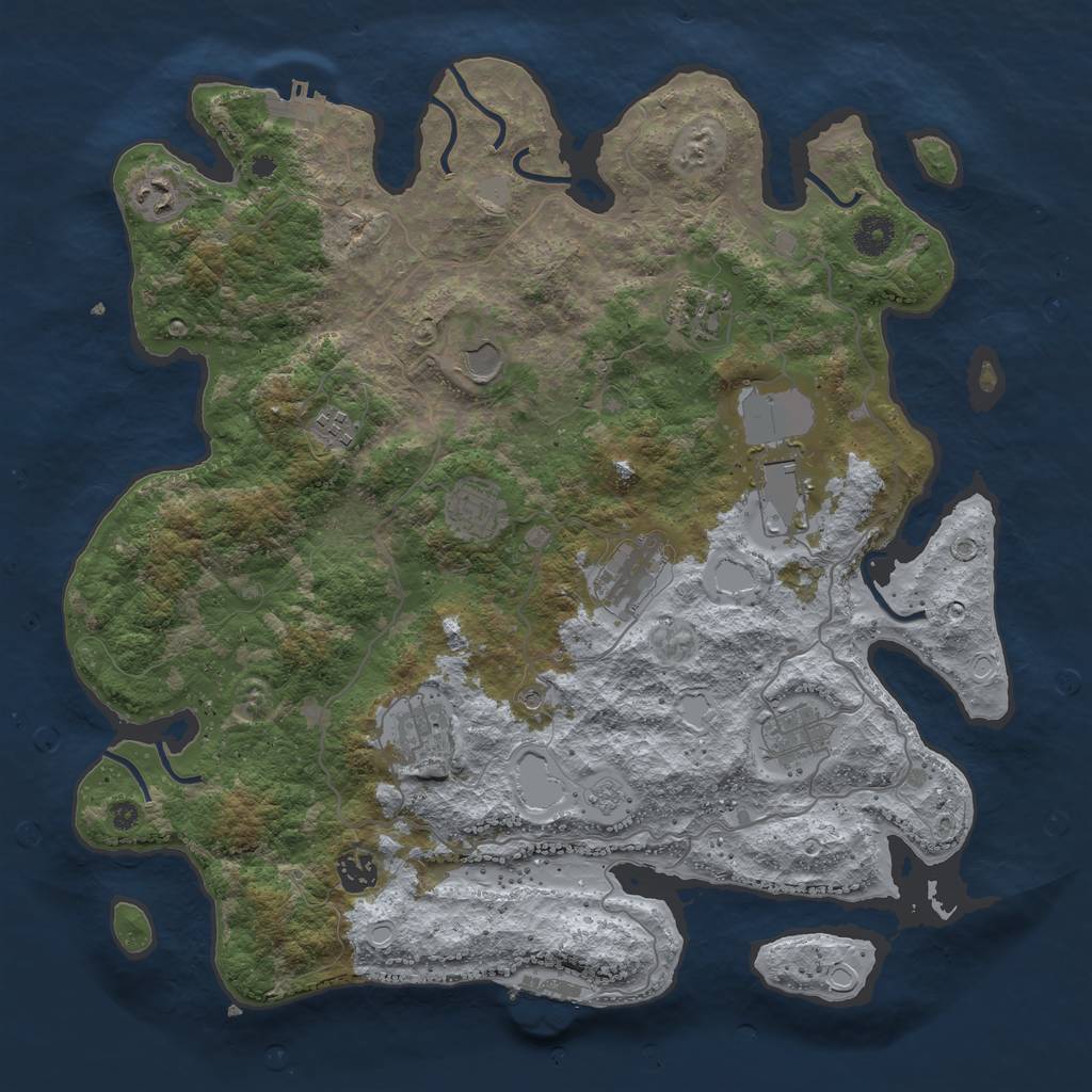 Rust Map: Procedural Map, Size: 4000, Seed: 1330383081, 17 Monuments