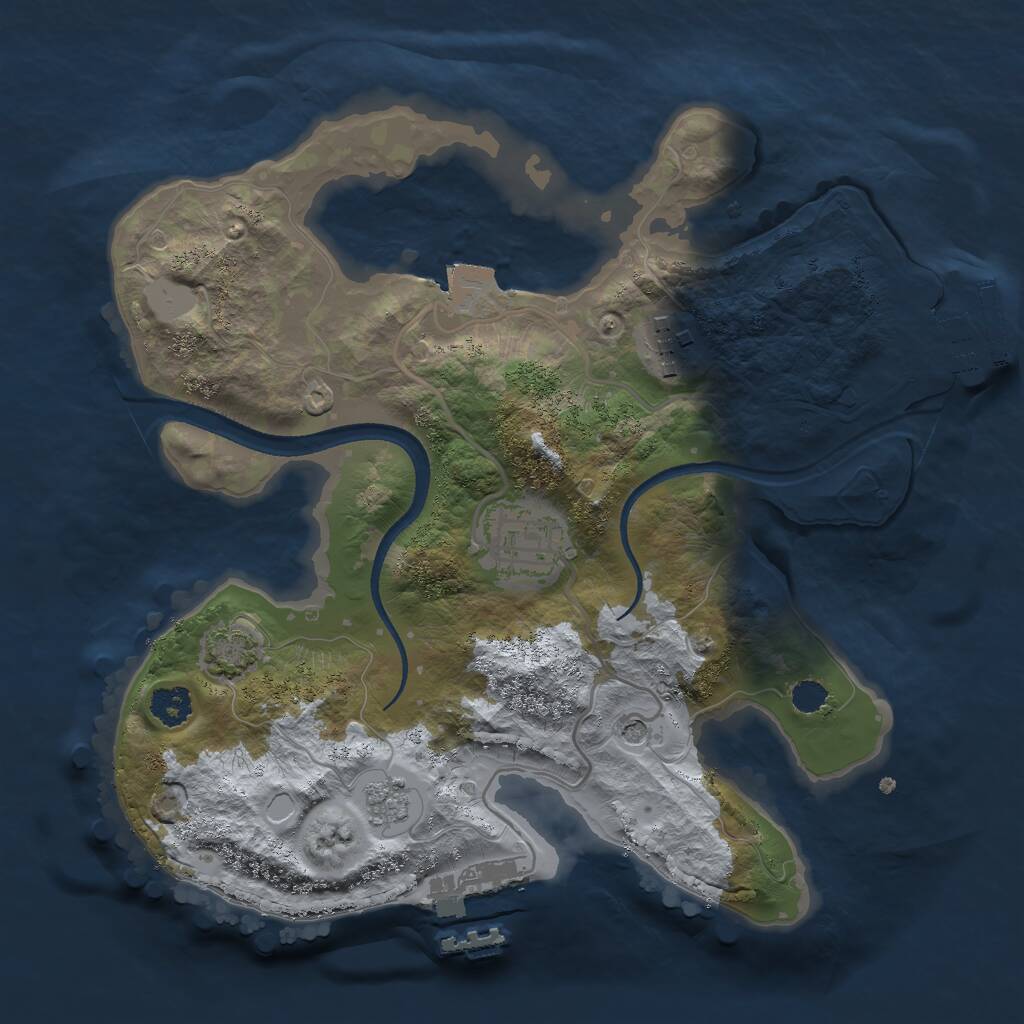 Rust Map: Procedural Map, Size: 2500, Seed: 1619941789, 8 Monuments