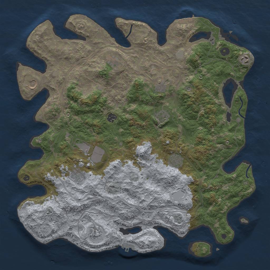 Rust Map: Procedural Map, Size: 4500, Seed: 2804, 20 Monuments