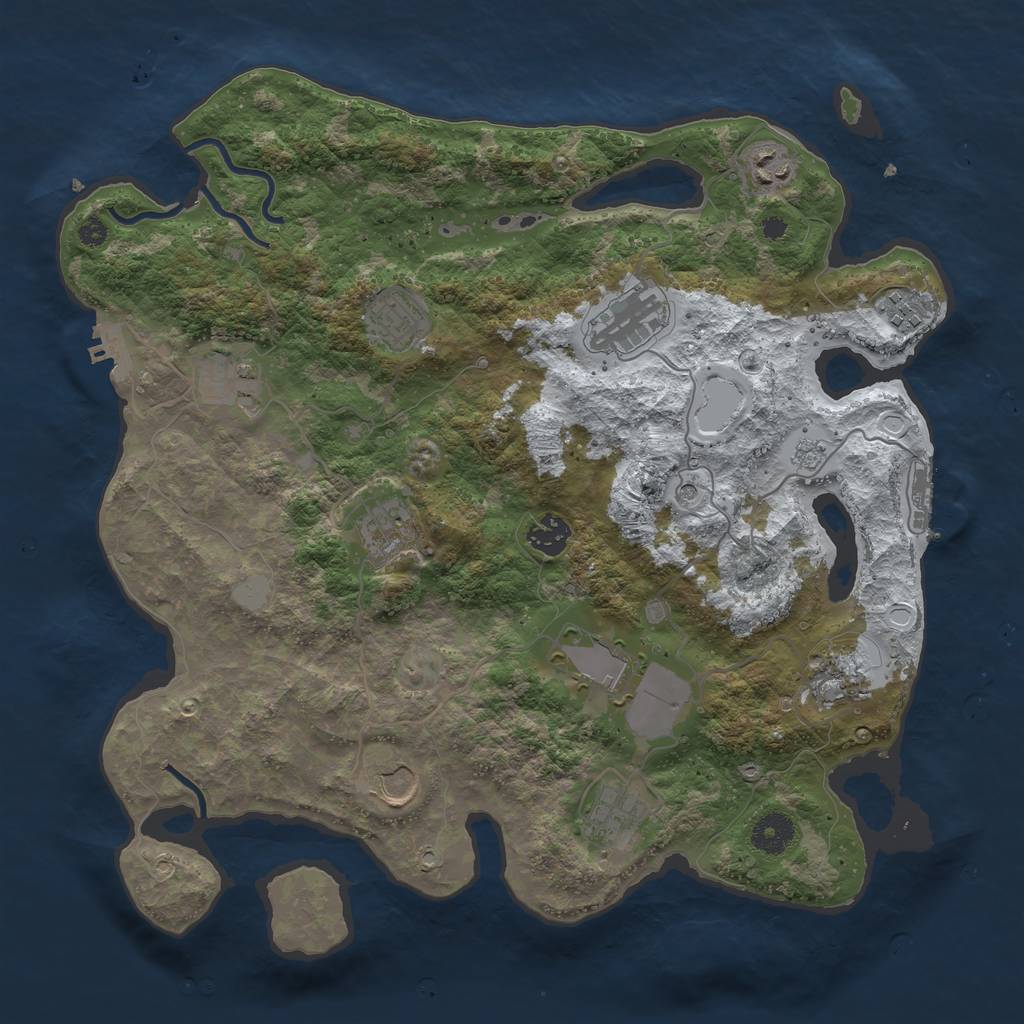 Rust Map: Procedural Map, Size: 3750, Seed: 844971268, 20 Monuments